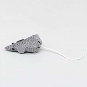 Игрушка для кошек "Мышь с хвостом",  с кошачьей мятой, мебельная ткань, микс цветов