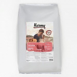 Сухой корм Karmy Делишес maxi для привередливых собак крупных пород, телятина, 15 кг