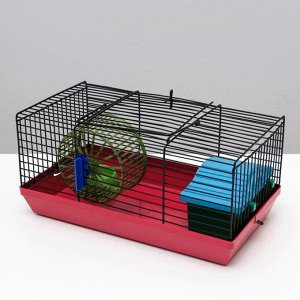 Клетка-мини для грызунов "Пижон" №1, укомплектованная, 27х15х13 см, рубиновая