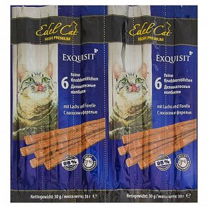 Лакомство Edel Cat для кошек, колбаски, лосось, форель, 6 шт, 40 г