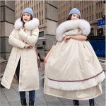 Женская парка, с ремешком на спине, цвет молочный