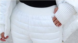 Женский зимний костюм, штаны и куртка, цвет белый