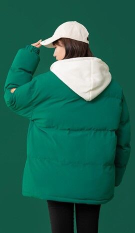 Женская демисезонная куртка, с надписью, с текстильным капюшоном, цвет зеленый