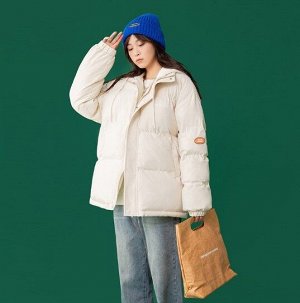 Женская демисезонная куртка, с надписью, с текстильным капюшоном, цвет молочный