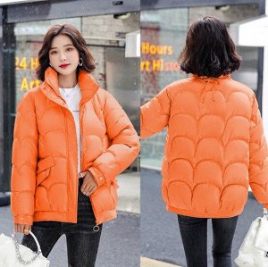 Женская демисезонная куртка, с воротником -стойкой, цвет оранжевый