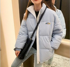 Женская демисезонная куртка, цвет голубой/белый