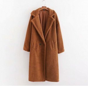 Женское пальто чебурашка, цвет коричневый