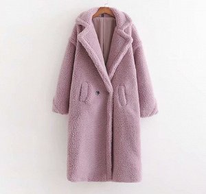 Женское пальто чебурашка, цвет лавандовый
