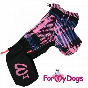 Дождевик для собак р16, спинка 33см черно/розовый в клетку Formydogs
