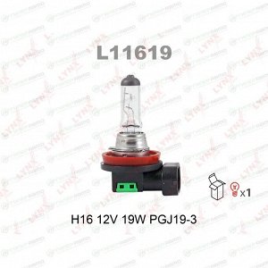 Лампа галогенная LYNXAuto H16 (PGJ19-3, T11), 12В, 19Вт, 1 шт, арт. L11619