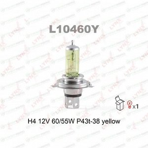 Лампа галогенная LYNXAuto Yellow H4 (P43t, T16), 12В, 60/55Вт, 2800К, 1 шт, арт. L10460Y