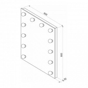 Зеркало, гримёрное, настенное, 11 лампочек, 80 х60 см