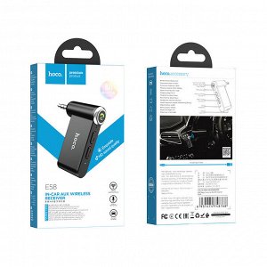 Автомобильный Bluetooth-приемник HOCO E58 Magic, 140 мАч, Jack 3.5мм/Bluetooth, черный