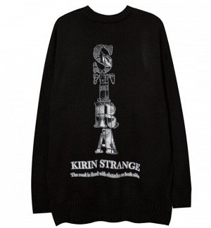 Мужской свитер с принтом и надписью, цвет черный