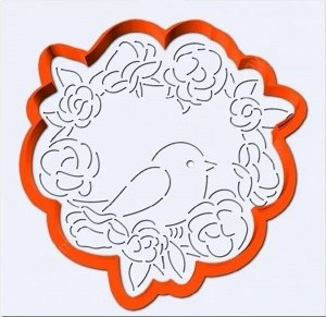 Вырубка с трафаретом «Птичка в венке» 11,4х11,5 см, Lubimova