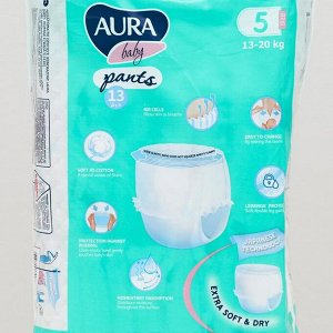 Трусики одноразовые для детей Aura Baby 5/XL 13-20 кг small-pack 13шт