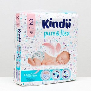 Подгузники одноразовые для детей Kindii pure & flex 2 S mega-pack 70шт
