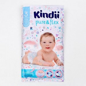 Подгузники одноразовые для детей KINDII PURE&FLEX 3/M 4-9 кг small-pack 1шт.