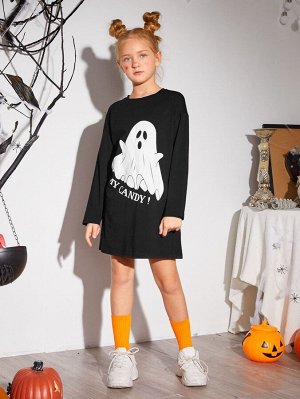 SheIn Платье с принтом Хэллоуина для девочек