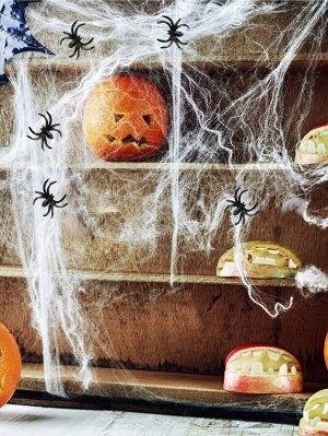1шт Декоратиная паутина и 6шт паук на хэллоуин