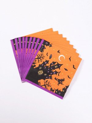 SheIn 20шт Бумажная салфетка с рисунком на хэллоуин