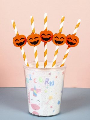 SheIn Одноразовая соломка с декором тыквы на хэллоуин 5шт