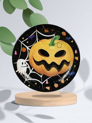 Одноразовая тарелка с рисунком тыквы на Хэллоуин 10шт