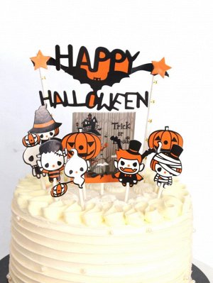 Топпер для торта с рисунком на Хэллоуин 10шт