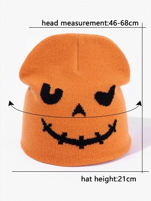 Вязаная шапка на хэллоуин с принтом тыквы