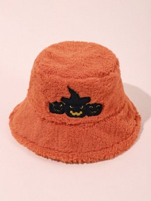 Плюшевая шляпа с вышивкой тыквы на хэллоуин