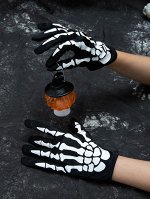 Перчатки с принтом скелета на Хэллоуин