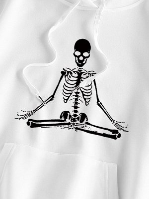 Толстовка с принтом скелета на кулиске карманом