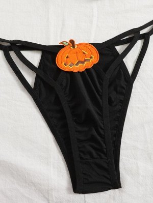 Комплект нижнего белья на хэллоуин тыква с разрезом