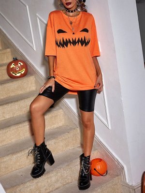 SheIn Футболка на хэллоуин с принтом тыквы