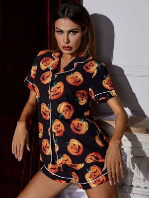 Пижама с принтом тыквы на Хэллоуин