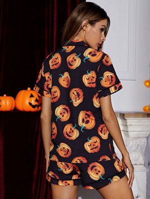 Пижама с принтом тыквы на Хэллоуин