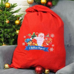 Мешок Деда Мороза «С Новым Годом!», ёжик, 60 х 90 см