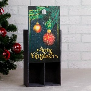 Переноска для 2 бутылок "Merry Christmas" с верёвочной ручкой, 36х21,5х11,5 см