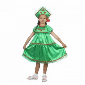 Карнавальный костюм "Ёлочка", платье воланами, кокошник с бантиками, р-р 28, рост 98-104 см