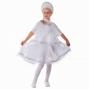 Карнавальный костюм "Снежинка", сарафан 2-ярусный, пелерина, кокошник, р-р 64, рост 128 см
