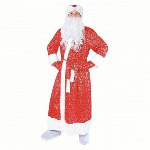 Карнавальный костюм "Дедушка Мороз", шуба с кудрявым мехом, шапка, варежки, борода, р-р 52-54, рост 185 см