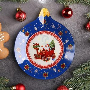 Блюдо сервировочное Доляна «Ёлочная игрушка. Дед мороз», 18,2×15,5×1,7 см