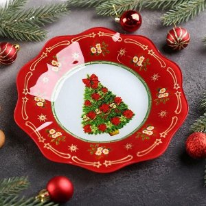 Тарелка десертная Доляна «Новогодняя ель», d=20 см