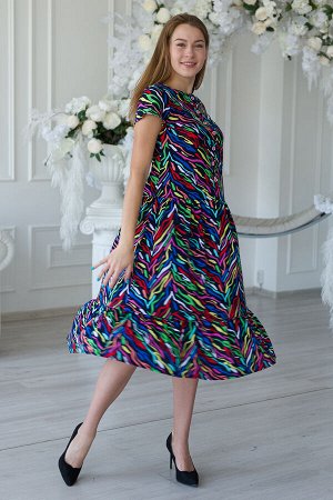 Платье женское из кулирки Кармелита цветные полосы