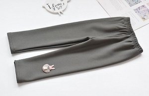 Детские утепленные леггинсы, принт "Зайка", цвет серый