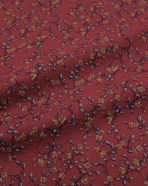 Теплый хлопок "Мелкие цветочки с веточками на бордовом", ВИД2, ш.1.45м, хлопок-100%,160гр/м.кв