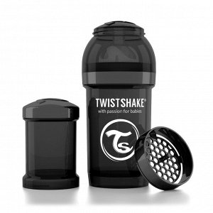 Бутылочка антиколиковая Twistshake для кормления 180 мл. Чёрная (Superhero).