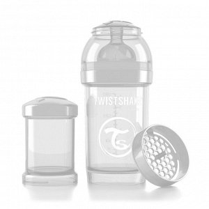 Бутылочка антиколиковая Twistshake для кормления 180 мл. Белый Бриллиант (Diamond).