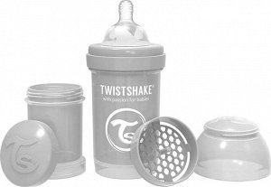 Бутылочка антиколиковая Twistshake для кормления 180 мл. Пастельный серый (Pastel Grey).