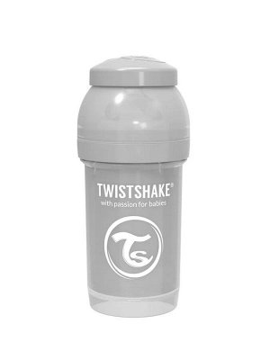 Бутылочка антиколиковая Twistshake для кормления 180 мл. Пастельный серый (Pastel Grey).